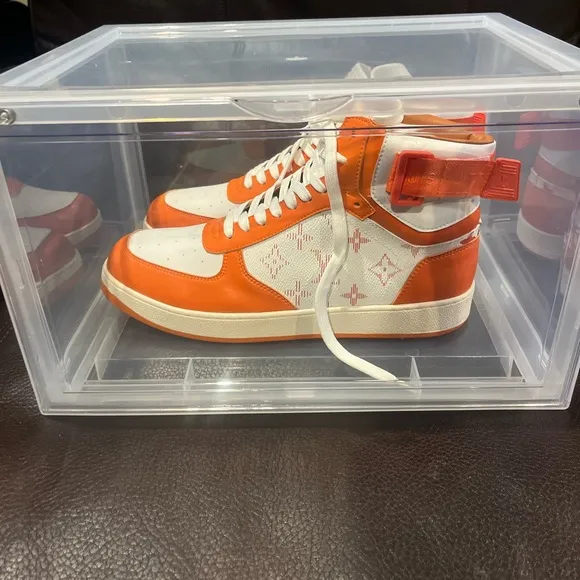 Orange and White High-Top Sneakers