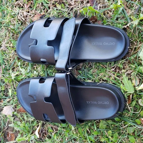 Ortho Walks Women's Rome Black Strappy Sandals