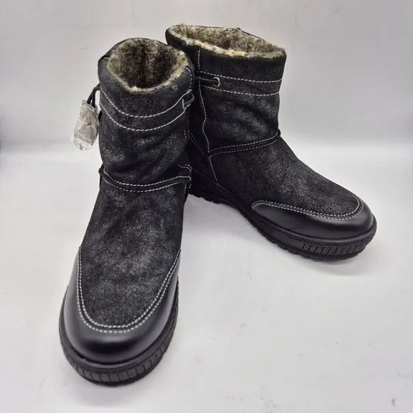 OTBT Women's Snow Boots Size 6 M Black Fanfare Reversible Spikes Leather NWOB
