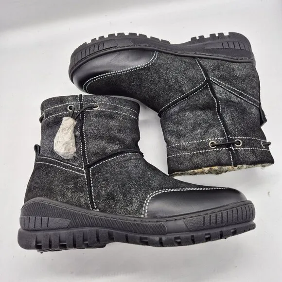 OTBT Women's Snow Boots Size 6 M Black Fanfare Reversible Spikes Leather NWOB