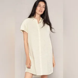 Outerknown Cream White Textured Bee Shirt Dress, size S
