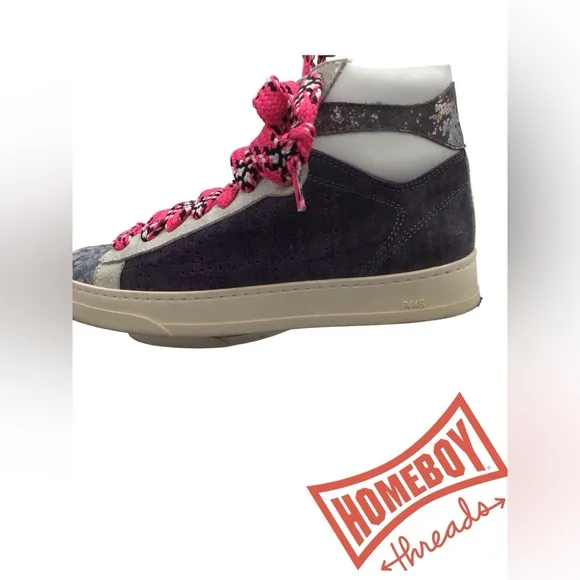 P448 High-Top Sneakers with Pink Laces
