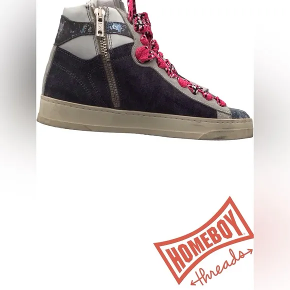P448 High-Top Sneakers with Pink Laces