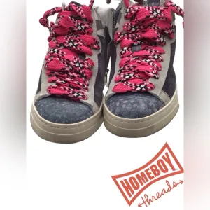 P448 High-Top Sneakers with Pink Laces