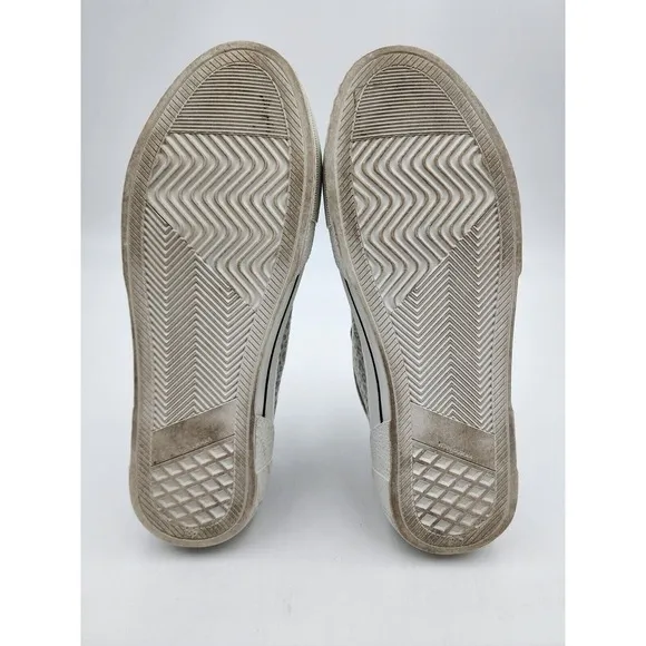 P448 Sally Italian Low Top Animal Print Silver Skater Sneakers Shoe Size 37 US 6