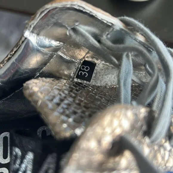 P448 Soho Glittered Metallic Leather Italian Sneakers Size 38
