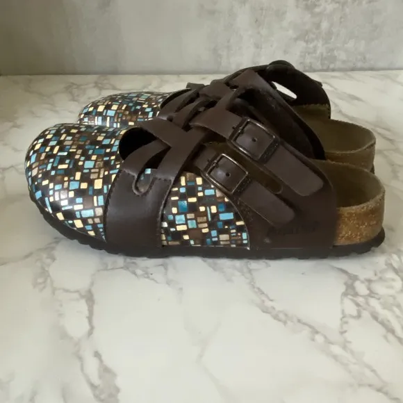 Papillio Birkenstock Boston Clog Sandals Sz 37 (US 6-6.5) Colorful Flat