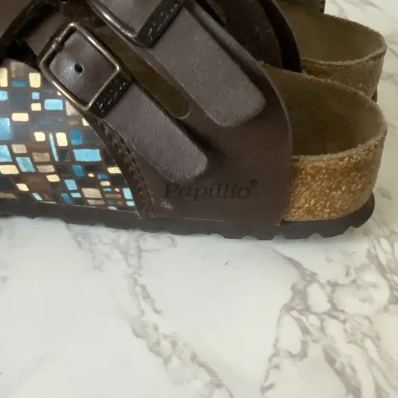 Papillio Birkenstock Boston Clog Sandals Sz 37 (US 6-6.5) Colorful Flat