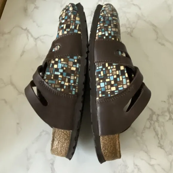 Papillio Birkenstock Boston Clog Sandals Sz 37 (US 6-6.5) Colorful Flat