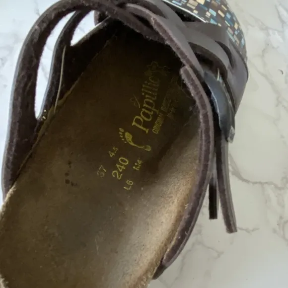 Papillio Birkenstock Boston Clog Sandals Sz 37 (US 6-6.5) Colorful Flat