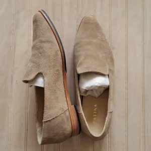 Patina Taupe Suede Leather Pointed Toe Loafers Portland Leather Goods Flats