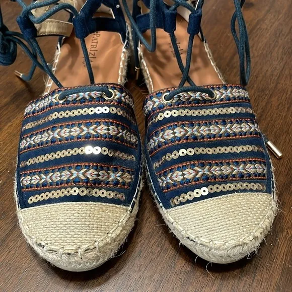 Patrizia by spring step embroidered lace up espadrilles