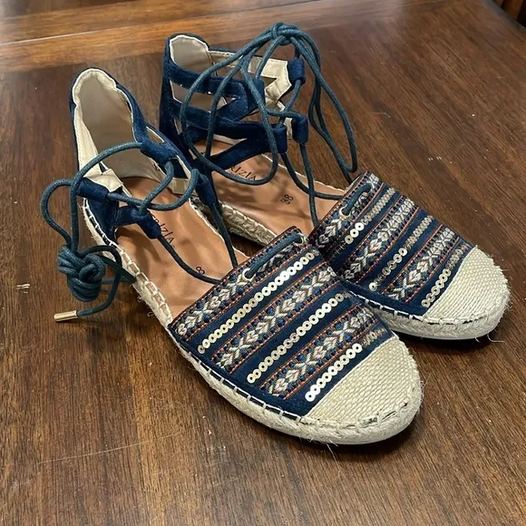 Patrizia by spring step embroidered lace up espadrilles