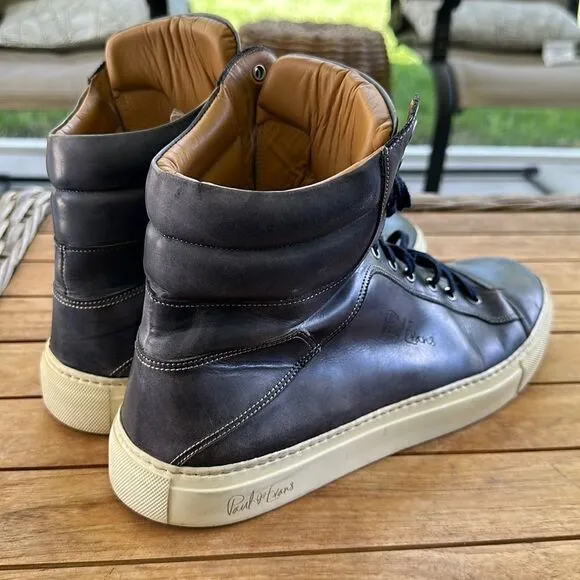 Paul Evans Mens Leather Basketball High Top Sneakers 46