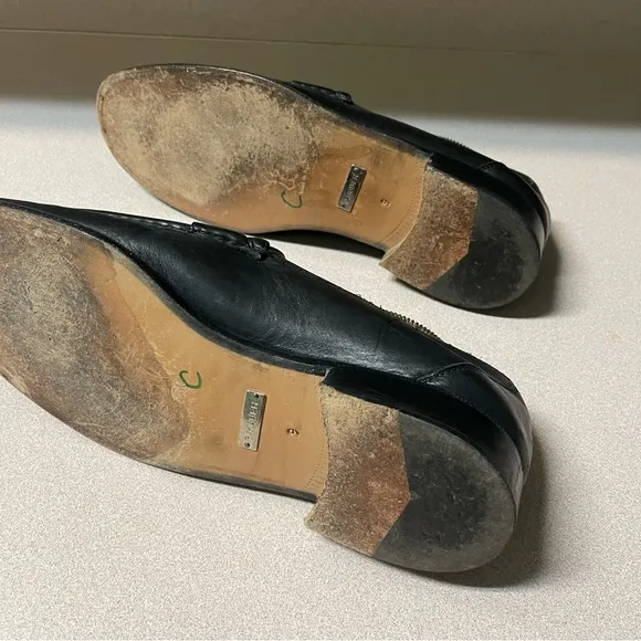Peter Huber Italian Black Leather Loafer Web Stripe in Red Green Mens 9 Medium