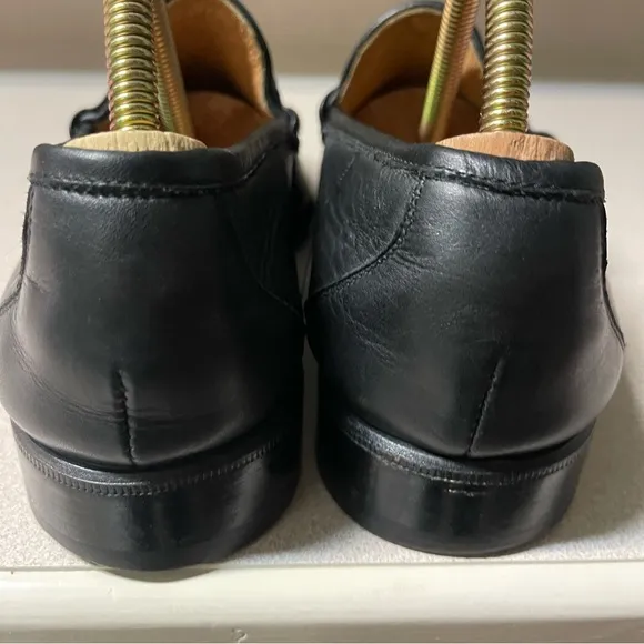 Peter Huber Italian Black Leather Loafer Web Stripe in Red Green Mens 9 Medium