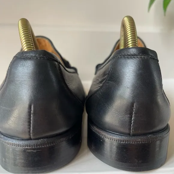 Peter Huber Italian Black Leather Loafer Web Stripe in Red Green Mens 9 Medium