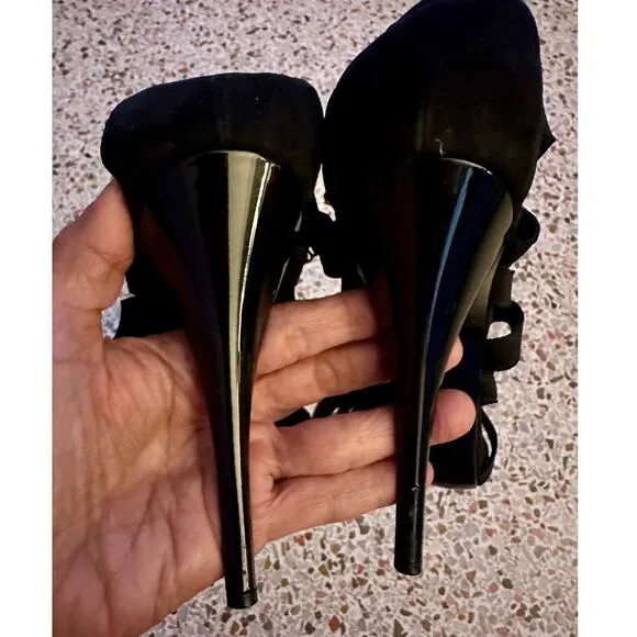 Pierre Hardy Black Gold cage strappy stiletto heels 4.5&quot; size US7/IT37 pre loved