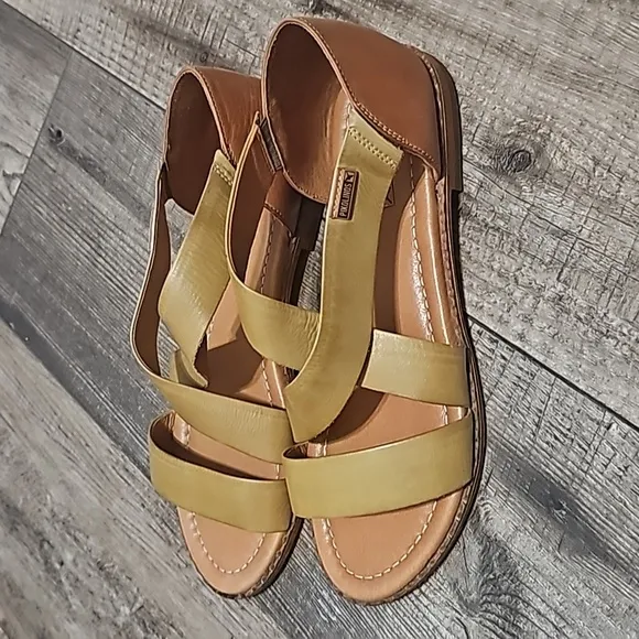 Pikolinos Algar Leather Woman Sandals Flat Size 42 Us 10