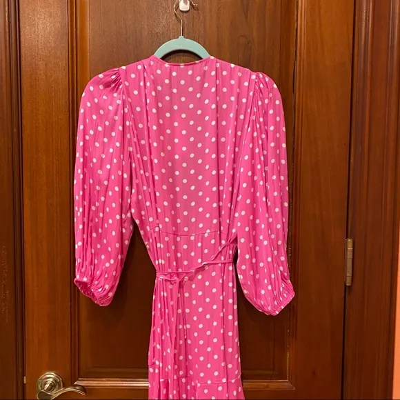 Pink Essentiel Antwerp Vundamental Polka Dot Maxi Wrap Dress