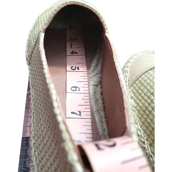 Polka Espadrilles Raffia Beige Leather Toe Platform Shoes Made In Spain EU 39