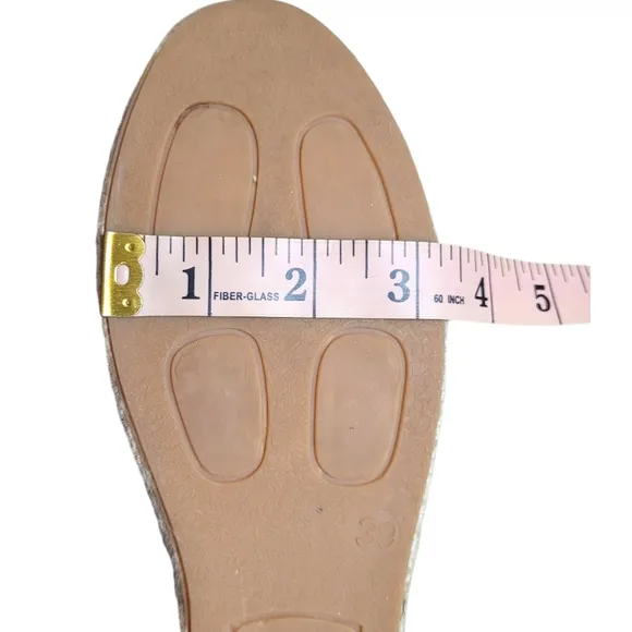Polka Espadrilles Raffia Beige Leather Toe Platform Shoes Made In Spain EU 39