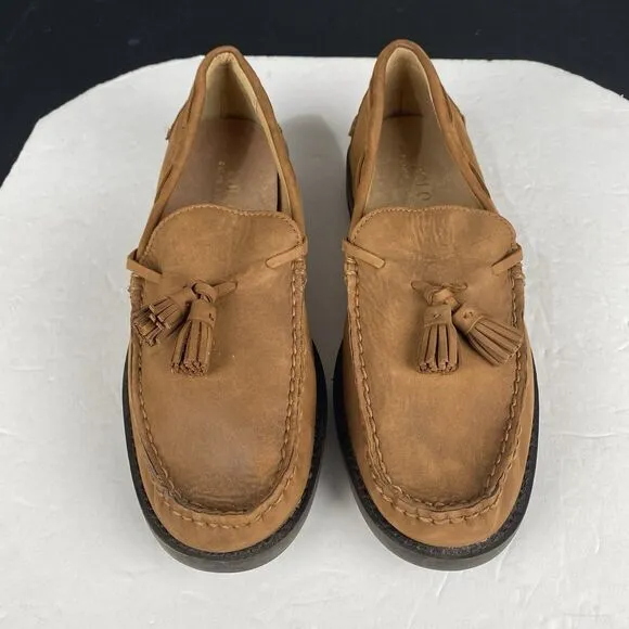 Polo Ralph Lauren Men's 10.5D Kraig Brown Nubuck Leather Tassel Loafers Classic