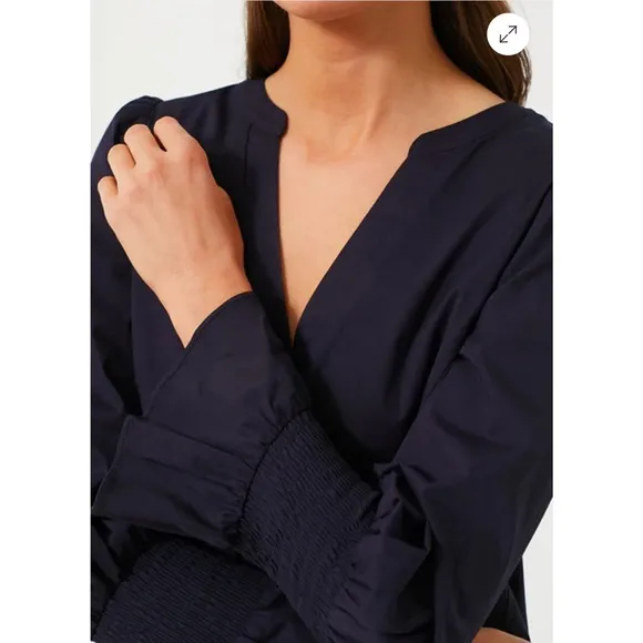 POMANDER PLACE Navy Cotton Poplin Kenzo Dress