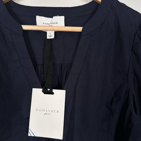POMANDER PLACE Navy Cotton Poplin Kenzo Dress