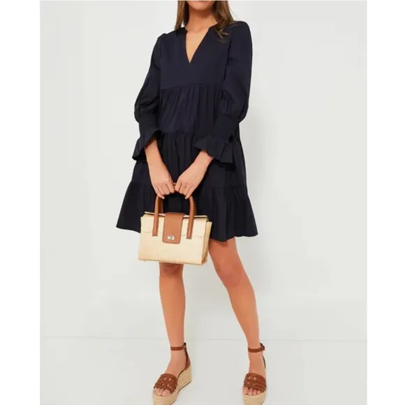 POMANDER PLACE Navy Cotton Poplin Kenzo Dress