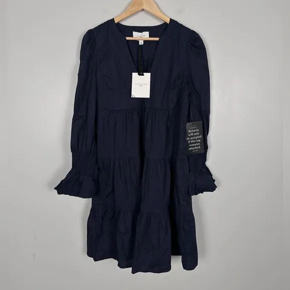 POMANDER PLACE Navy Cotton Poplin Kenzo Dress