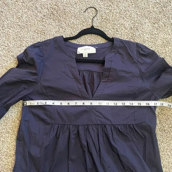 Pomander Place Navy Cotton Poplin Tiered Kenzo Dress Size Medium