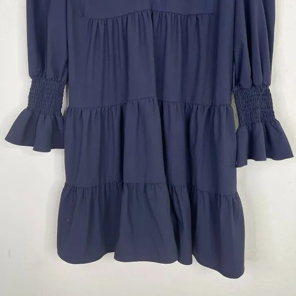 Pomander Place Tuckernuck Womens Poplin Kenzo Dress Size M Cotton Smocked Sleeve