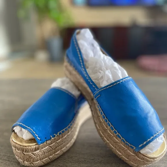 Prada Blue Espadrilles with Platform Sole
