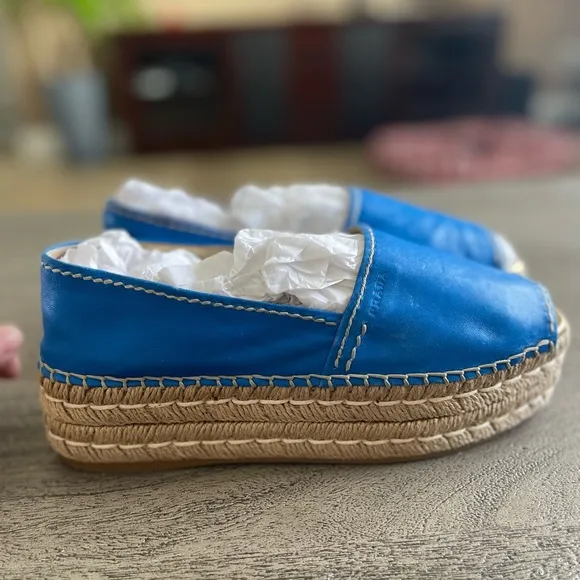Prada Blue Espadrilles with Platform Sole