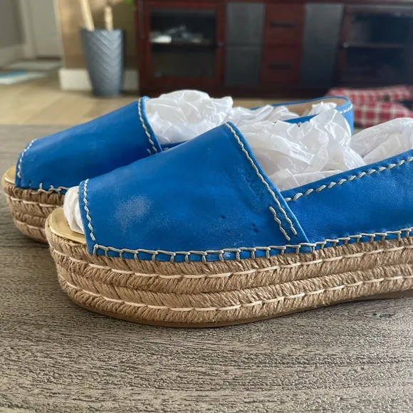 Prada Blue Espadrilles with Platform Sole