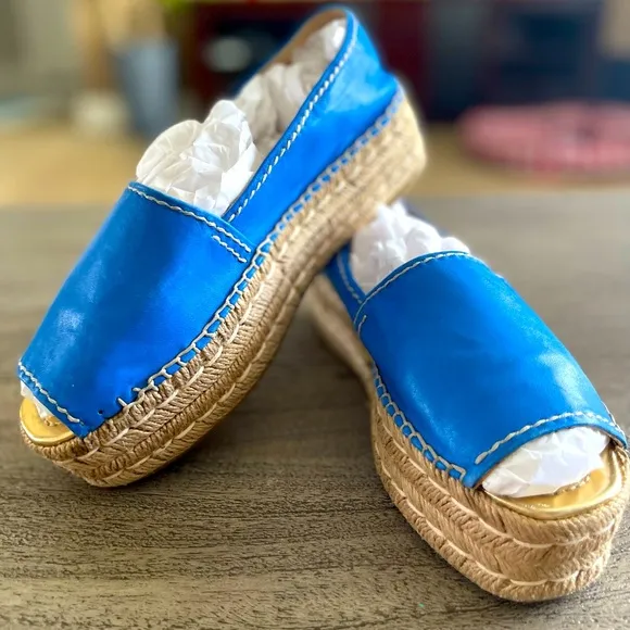 Prada Blue Espadrilles with Platform Sole