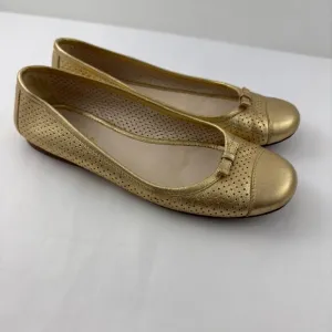 Prada‎ Gold leather ballet flats
