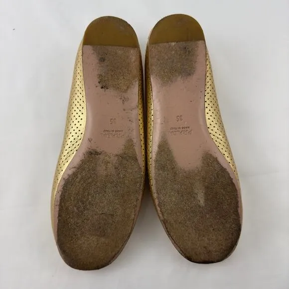 Prada‎ Gold leather ballet flats