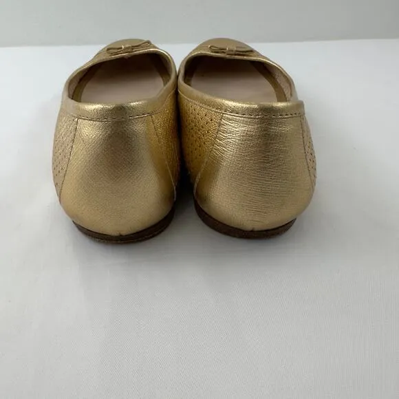 Prada‎ Gold leather ballet flats