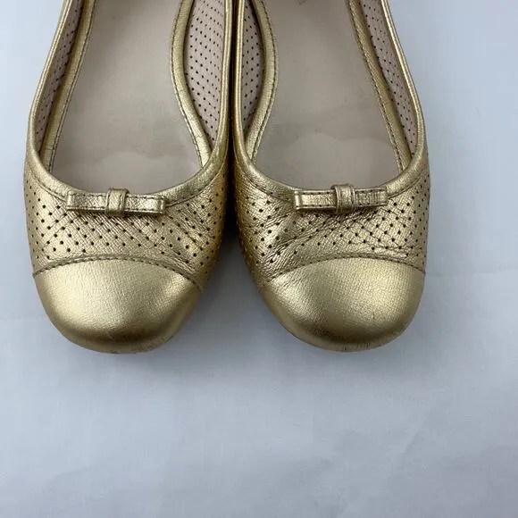 Prada‎ Gold leather ballet flats