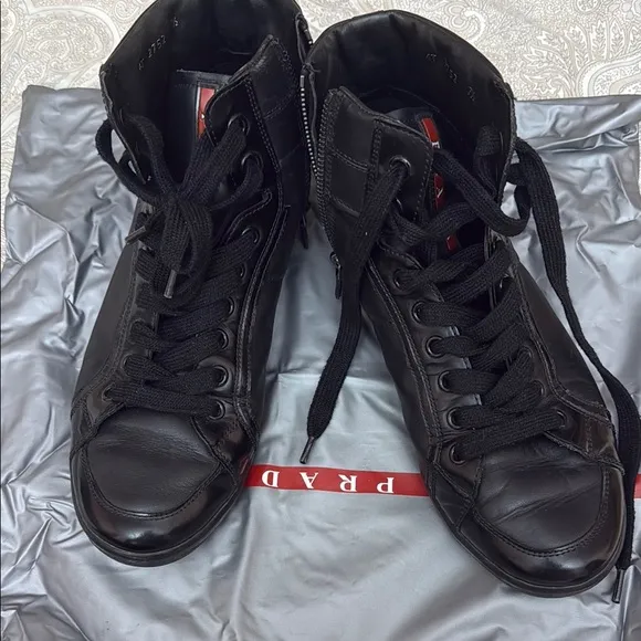 Prada Men's Black High-Top Sneakers