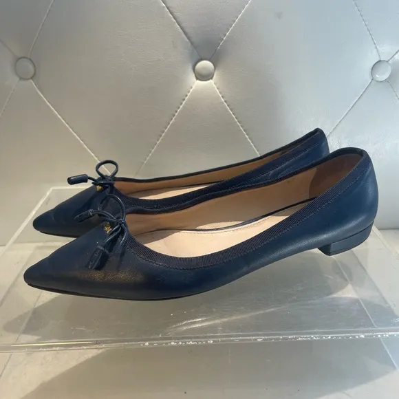Prada Women's Pointed toe blue blow flats shoes sz 37 made in italy