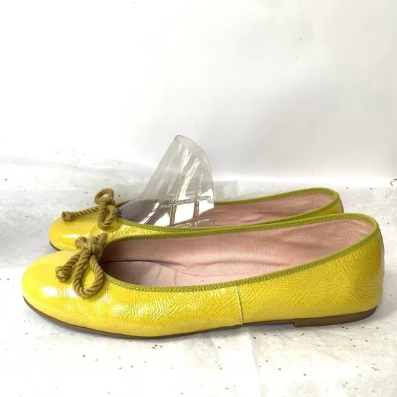 Pretty Ballerinas Yellow Patent Yellow Bow Ballerina Flats - Size 42 Rosario