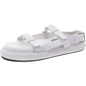 Proenza Schouler Womens White Leather Buckle Flat Slingback Sandals New