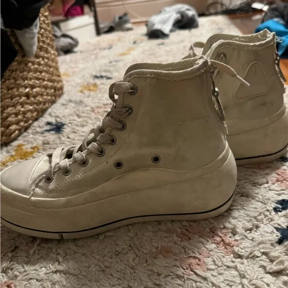R13 Cream High-Top Sneakers