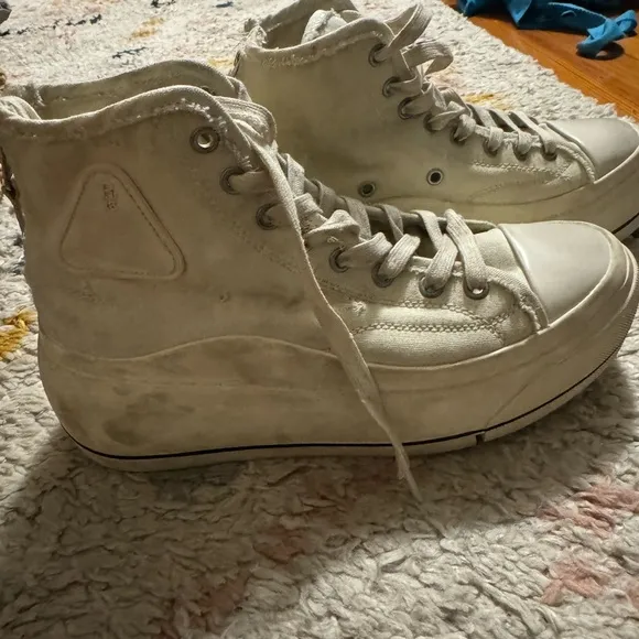 R13 Cream High-Top Sneakers