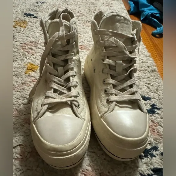 R13 Cream High-Top Sneakers
