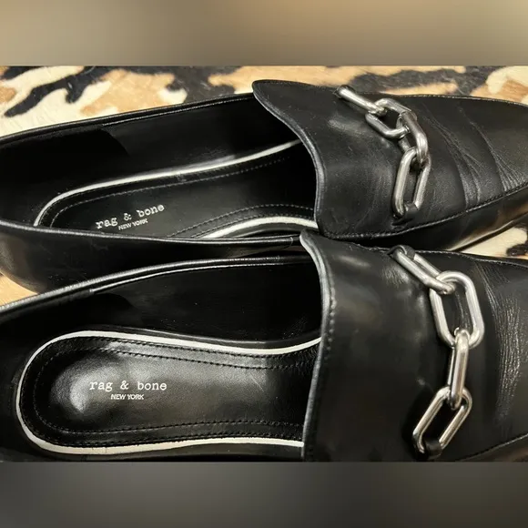 Rag &amp; Bone “Aslen” Leather Loafers in Black Size 39