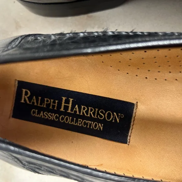 Ralph Harrison Classic Collection Men's Black Leather Slip On Loafers, Sz 13